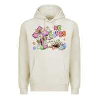 Oatmeal Heather he lives with bunnys and eggs Premium Hoodie - MaliasSmallBusiness