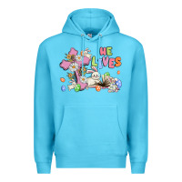 Ocean Blue he lives with bunnys and eggs Premium Hoodie - MaliasSmallBusiness