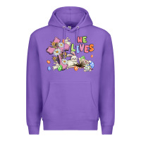 Purple he lives with bunnys and eggs Premium Hoodie - MaliasSmallBusiness