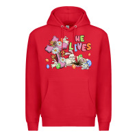 Red he lives with bunnys and eggs Premium Hoodie - MaliasSmallBusiness