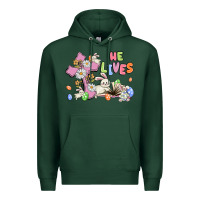 Sports Green he lives with bunnys and eggs Premium Hoodie - MaliasSmallBusiness