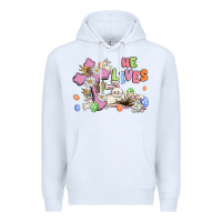 White he lives with bunnys and eggs Premium Hoodie - MaliasSmallBusiness
