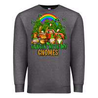 Charcoal Heather hangin with my gnomes with rainbow Premium Sweatshirt - AdoDesignShop