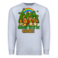 Heather Grey hangin with my gnomes with rainbow Premium Sweatshirt - AdoDesignShop