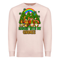 Pale Pink hangin with my gnomes with rainbow Premium Sweatshirt - AdoDesignShop