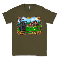 Army Green western barnyard black angus cattle longhorn rooster and chicks Classic Tee - RanaPortraitStore