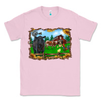 Bubblegum Pink western barnyard black angus cattle longhorn rooster and chicks Classic Tee - RanaPortraitStore
