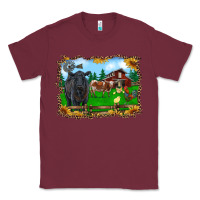 Burgundy western barnyard black angus cattle longhorn rooster and chicks Classic Tee - RanaPortraitStore