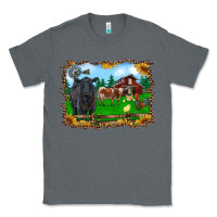 Charcoal Heather western barnyard black angus cattle longhorn rooster and chicks Classic Tee - RanaPortraitStore