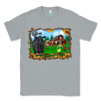 Heather Grey western barnyard black angus cattle longhorn rooster and chicks Classic Tee - RanaPortraitStore