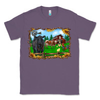 Lavender western barnyard black angus cattle longhorn rooster and chicks Classic Tee - RanaPortraitStore