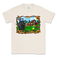 Natural western barnyard black angus cattle longhorn rooster and chicks Classic Tee - RanaPortraitStore