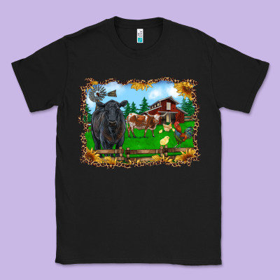 Western Barnyard Black Angus Cattle Longhorn Rooster And Chicks Classic Tee Designed By Ranaportraitstore