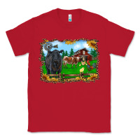 Red western barnyard black angus cattle longhorn rooster and chicks Classic Tee - RanaPortraitStore