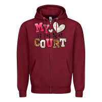 Burgundy my heart is on that court volleyball Zipper Hoodie - Zillion Design Studio