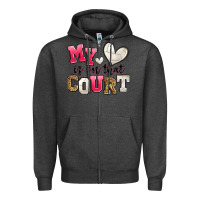 Charcoal Heather my heart is on that court volleyball Zipper Hoodie - Zillion Design Studio