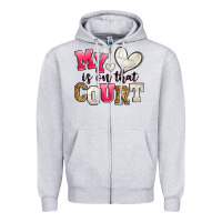 Heather Grey my heart is on that court volleyball Zipper Hoodie - Zillion Design Studio