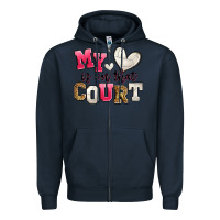Navy my heart is on that court volleyball Zipper Hoodie - Zillion Design Studio