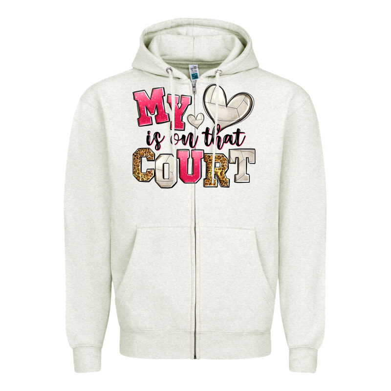 My Heart Is On That Court Volleyball Zipper Hoodie by Zillion Design Studio | Teevron