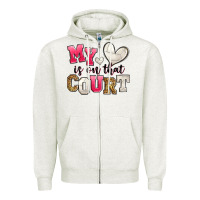 Oatmeal Heather my heart is on that court volleyball Zipper Hoodie - Zillion Design Studio