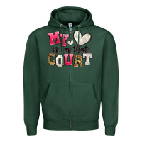 Sports Green my heart is on that court volleyball Zipper Hoodie - Zillion Design Studio