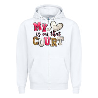 White my heart is on that court volleyball Zipper Hoodie - Zillion Design Studio