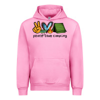Fuchsia Pink peace love camping Urban Hoodie - NancyCooperArtShop