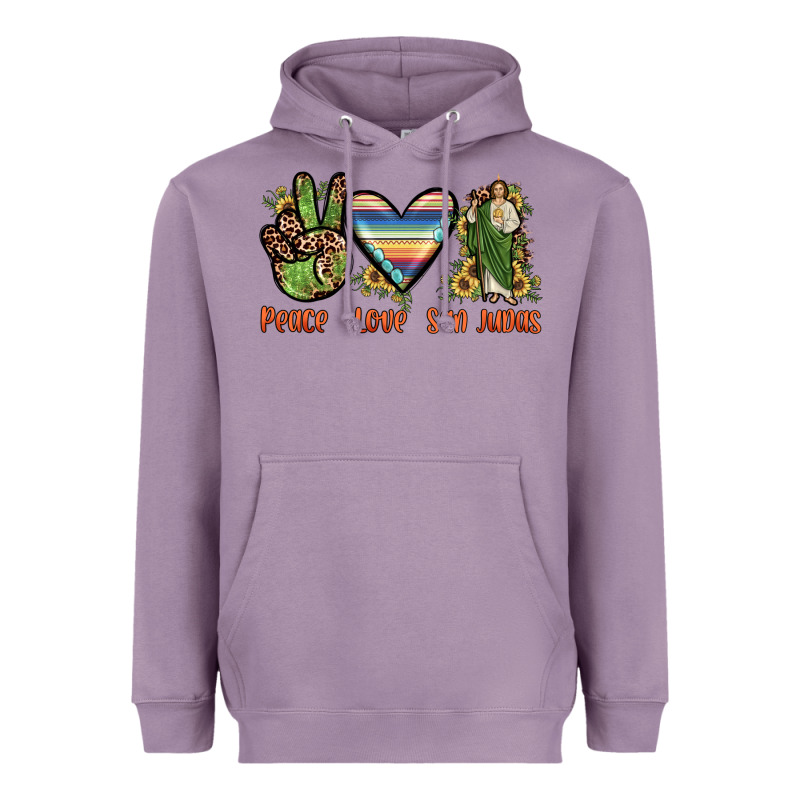 Peace Love San Judas Heavyweight Hoodie by JahusDesignShop | Teevron