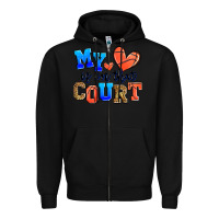 Black my heart is on that court basketball Zipper Hoodie - Zillion Design Studio