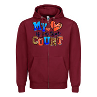 Burgundy my heart is on that court basketball Zipper Hoodie - Zillion Design Studio
