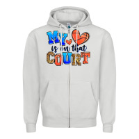 Dove Grey my heart is on that court basketball Zipper Hoodie - Zillion Design Studio
