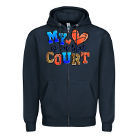 Navy my heart is on that court basketball Zipper Hoodie - Zillion Design Studio