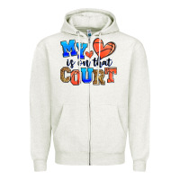 Oatmeal Heather my heart is on that court basketball Zipper Hoodie - Zillion Design Studio