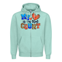 My Heart Is On That Court Basketball Zipper Hoodie | Teevron