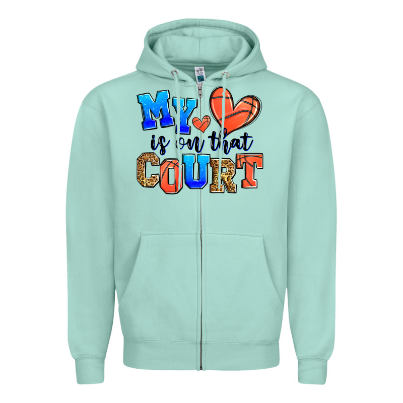 My Heart Is On That Court Basketball Zipper Hoodie by Zillion Design Studio | Teevron