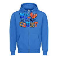 True Royal my heart is on that court basketball Zipper Hoodie - Zillion Design Studio