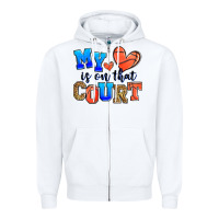 White my heart is on that court basketball Zipper Hoodie - Zillion Design Studio