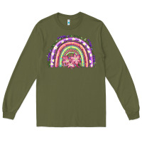 Army Green Easter Floral Spring Rainbow Long Sleeve Tee - RanaPortraitStore