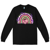Black Easter Floral Spring Rainbow Long Sleeve Tee - RanaPortraitStore