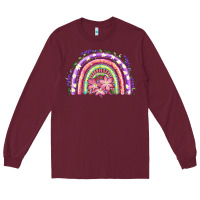 Burgundy Easter Floral Spring Rainbow Long Sleeve Tee - RanaPortraitStore