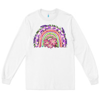 White Easter Floral Spring Rainbow Long Sleeve Tee - RanaPortraitStore