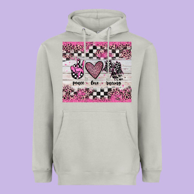 Peace Love Racing Heavyweight Hoodie Designed By Jahusdesignshop