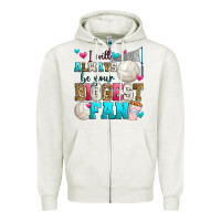 Oatmeal Heather i will always be your biggest fan volleyball Zipper Hoodie - Zillion Design Studio