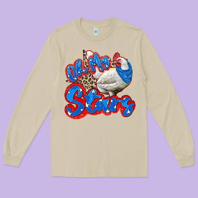 Oh My Stars Chicken Long Sleeve Tee Designed By Zillion Design Studio