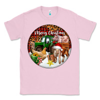 Bubblegum Pink Merry Christmas Farm Animals Classic Tee - FaDigitalArtStudio