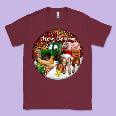 Merry Christmas Farm Animals Classic Tee Designed By Fadigitalartstudio