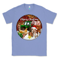 Colony Blue Merry Christmas Farm Animals Classic Tee - FaDigitalArtStudio