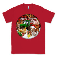 Red Merry Christmas Farm Animals Classic Tee - FaDigitalArtStudio