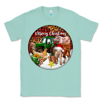 Seafoam Merry Christmas Farm Animals Classic Tee - FaDigitalArtStudio