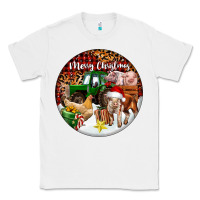 White Merry Christmas Farm Animals Classic Tee - FaDigitalArtStudio